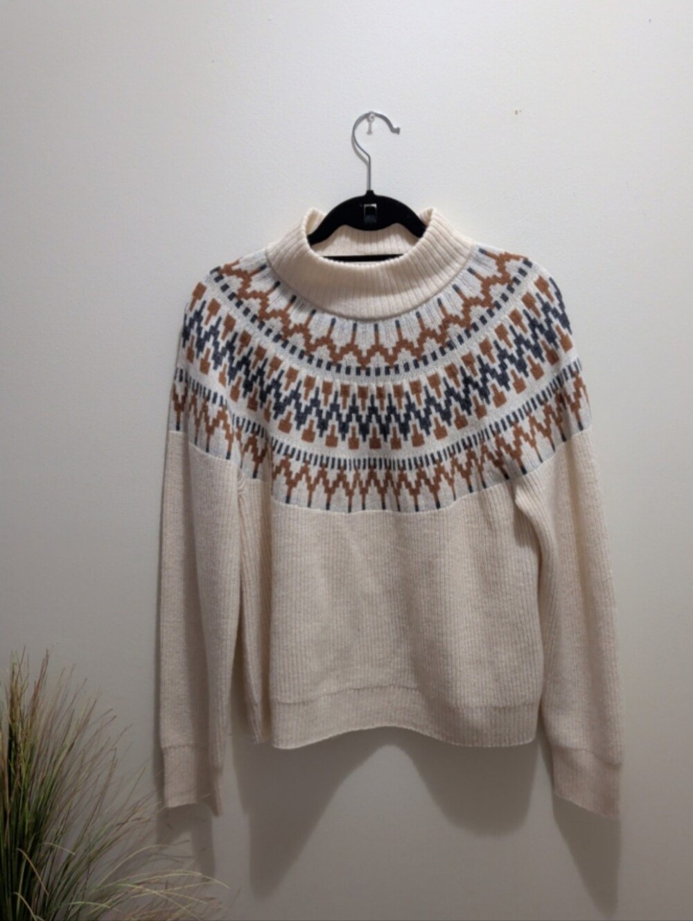 Women's J.Crew Fair Isle Mockneck Pullover Sweater Size L